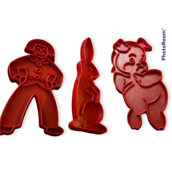 Vintage Tupperware Cookie Cutter Set Plastic Holidays Pumpkin Turkey Bunny Cake - Picture 3 of 5